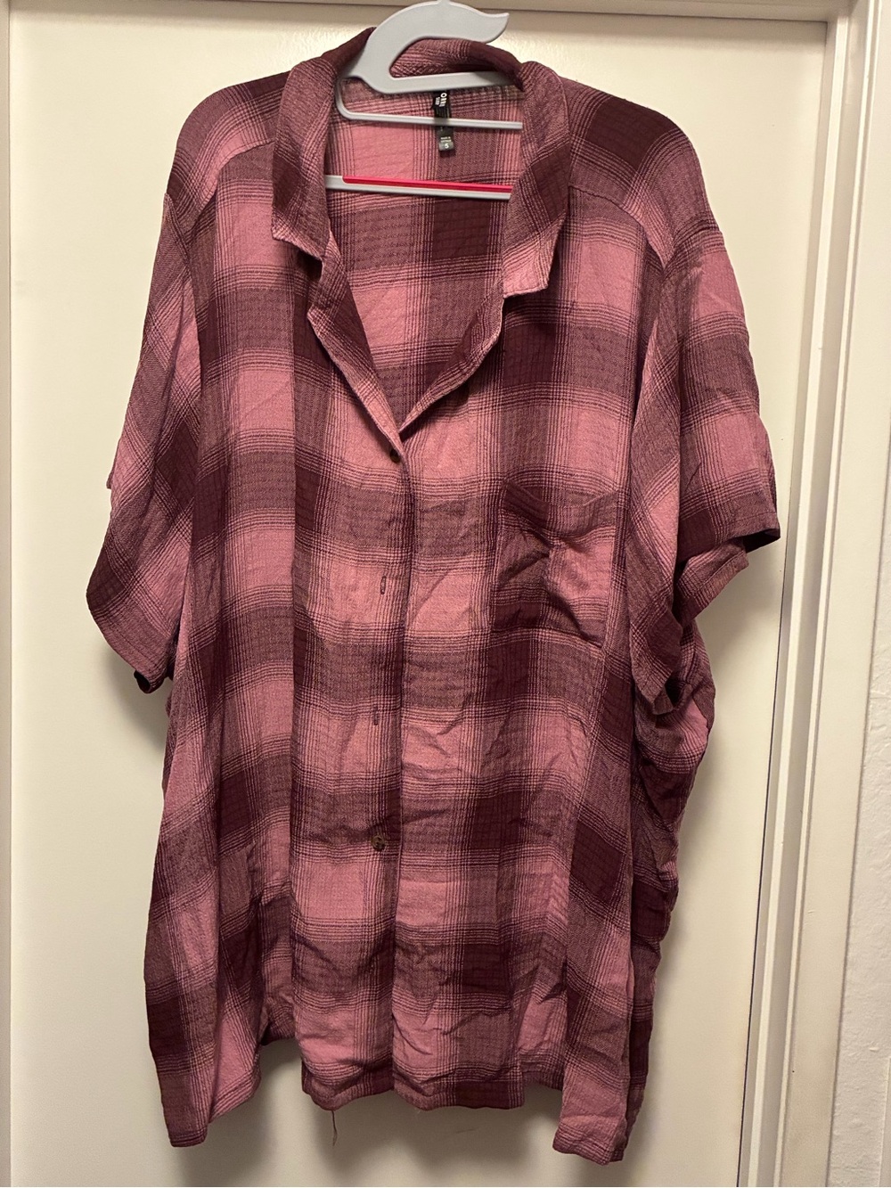Torrid women’s Casual Short-Sleeve Plaid sleep Shirt - Dusty Rose